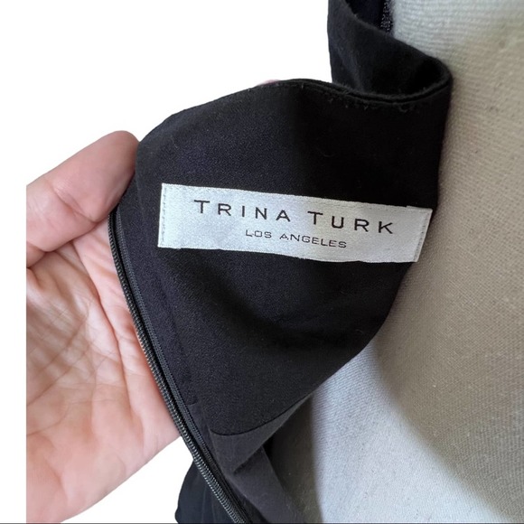 Trina Turk Black Halter Cotton Dress Appliqué Size Medium - Picture 8 of 12
